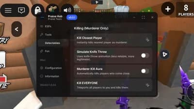 Praixe hub Godmode Auto shoot murderer Kill aura and more