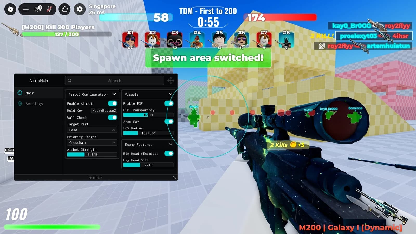 Nickhub Aimbot and Esp Big Head WallCheck, etc