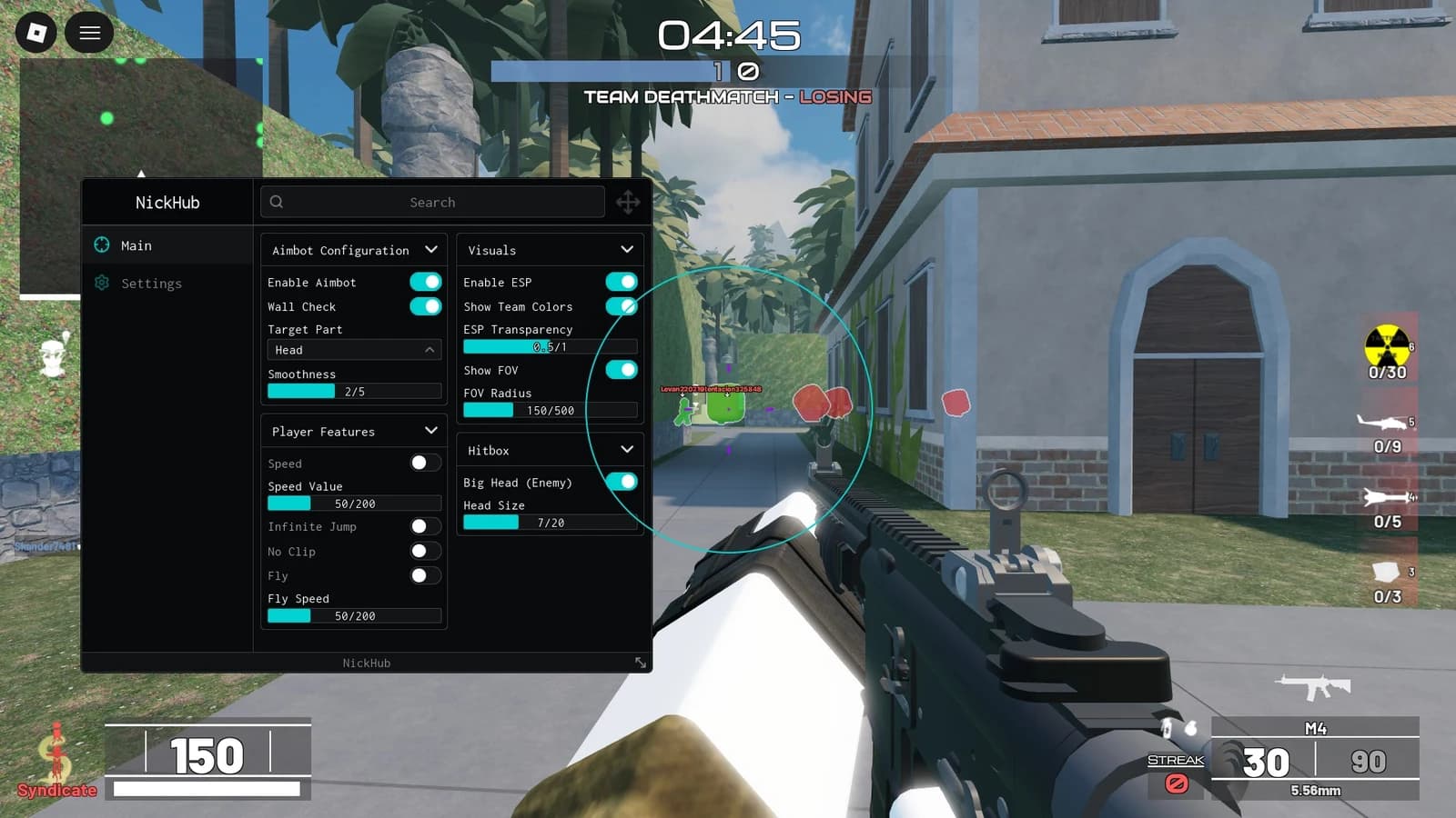 Nickhub Esp Aimbot Big Head Fly no Clip and etc