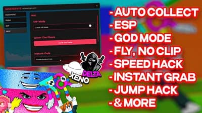 SolvexGUI Auto Collect Farm ESP God Mode Fly Instant Grab