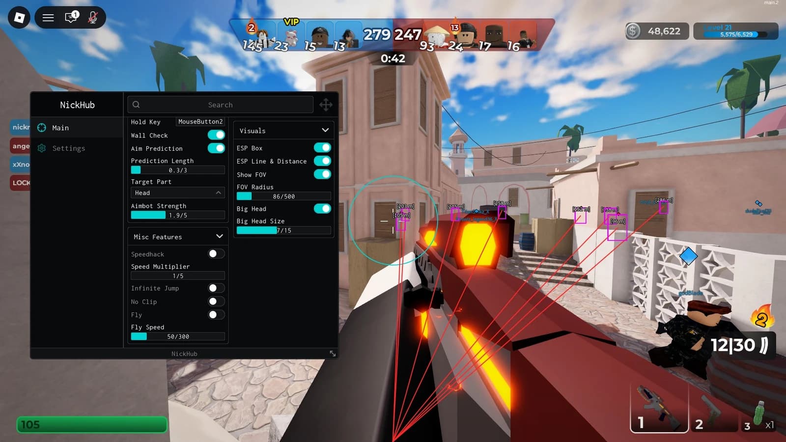 [BIG HEAD] Nickhub Esp Box  Line Aimbot Auto Headsot Misc