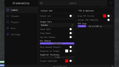 Criminality Silent Aim Mobile & PC KEYLESS