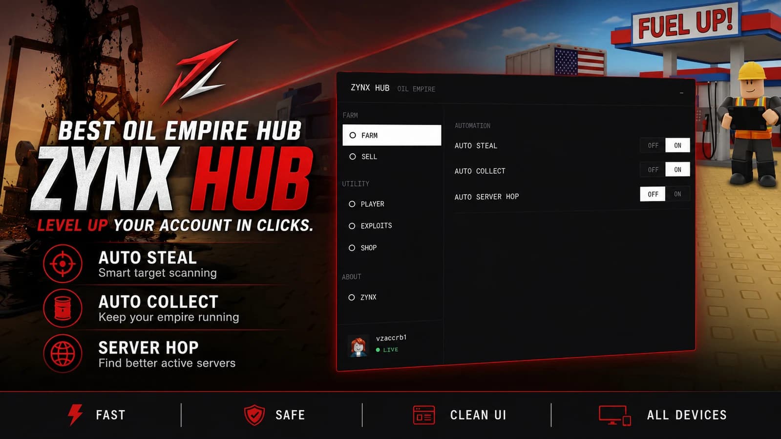 Zynx Hub - Oil Empire🛢️| V2 | NEW UI AND FUNCTIONS!