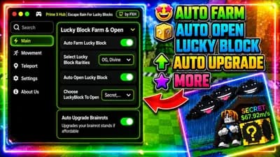Auto Farm I Auto Open Lucky Block I Auto Upgrade I Much More