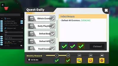 Auto Daily Quest, Fast Battle, Boss No Cooldown [Undetected]