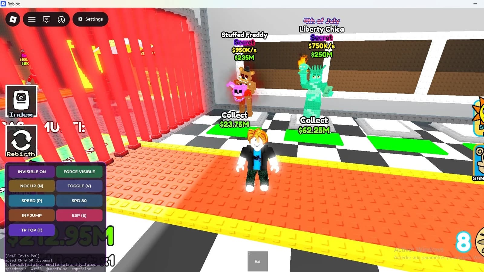 invisibility, noclip tp ,speed , esp top fnaf, inf jump