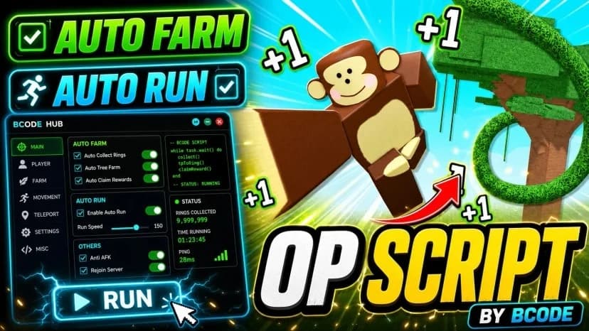 +1 Speed Monkey Escape SCRIPT AUTO WINS AUTO RUN - BCODE