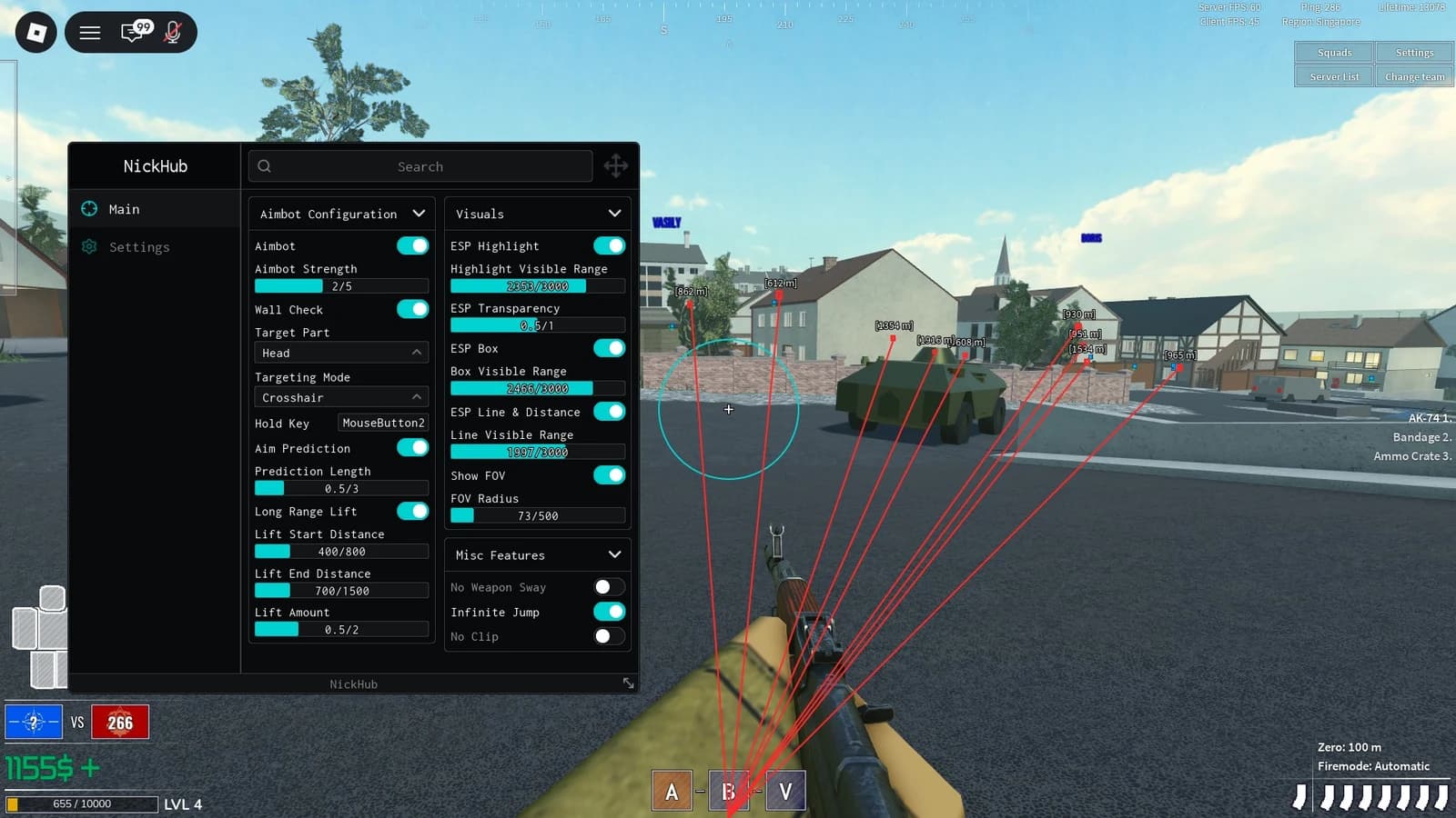 [UPDATED] NICKHUB ESP AIMBOT Auto Bullet Drop lock 