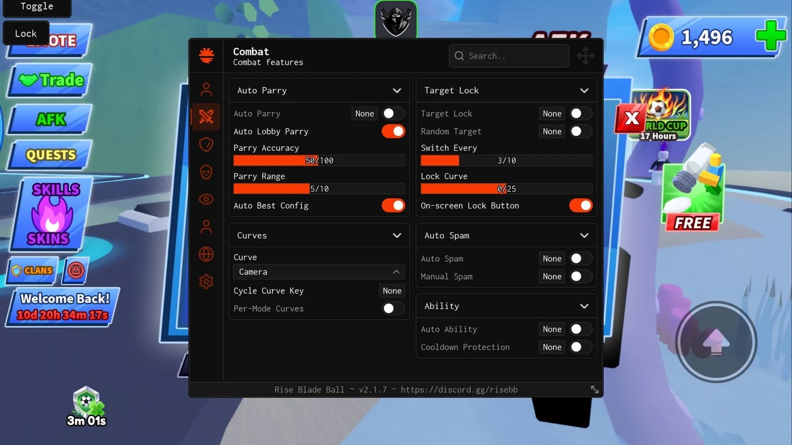 Rise hub auto load auto parry best config all unlock swords