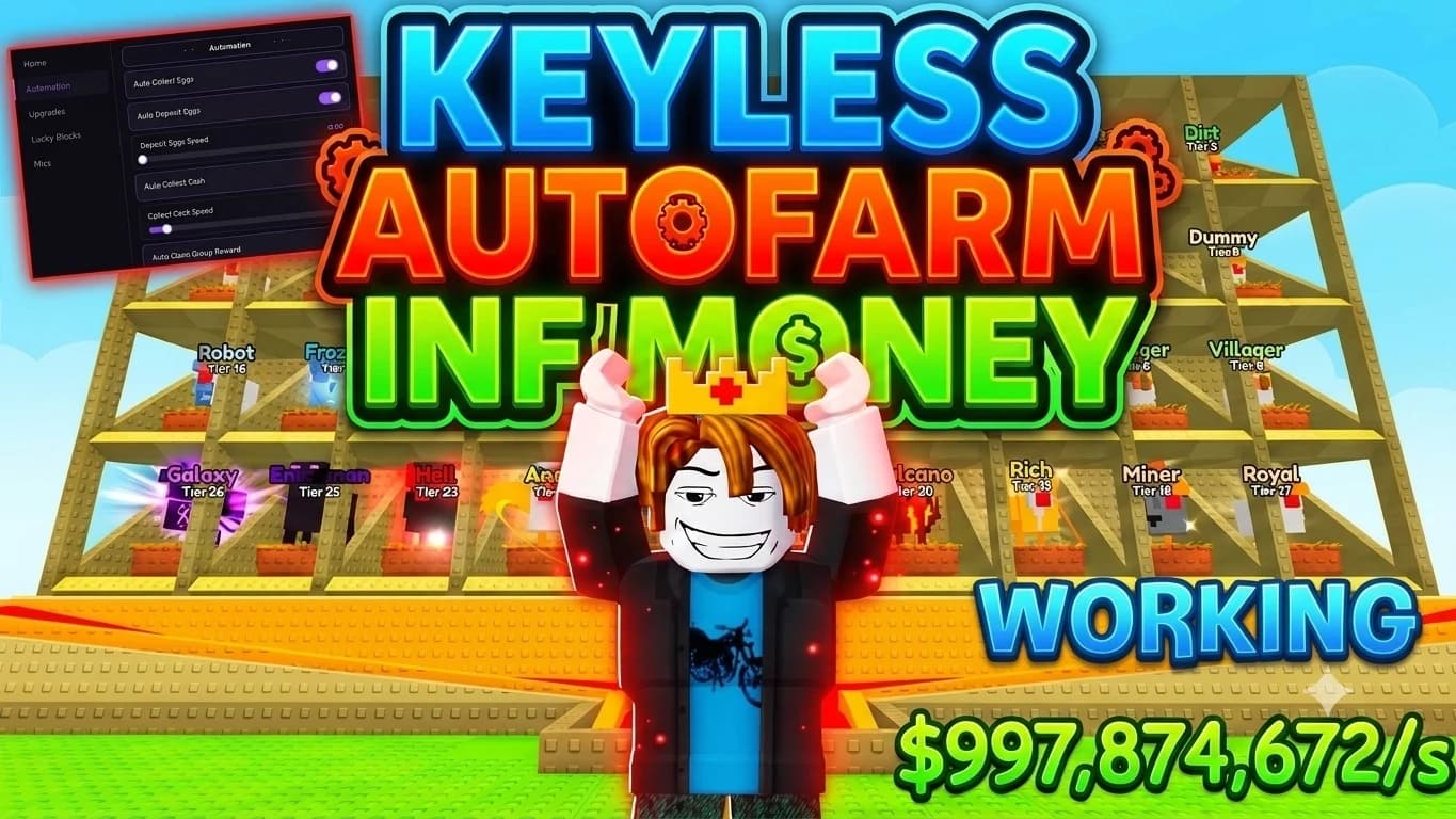 KEYLESS | PASTEBIN | AUTOFARM - COLLECT/SELL/UPGRADE/MERGE |