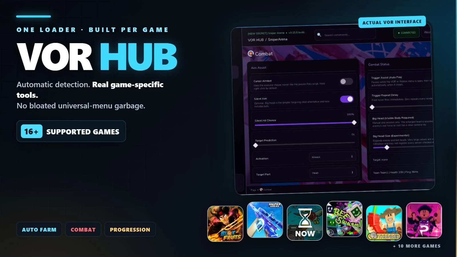 VOR Hub | 16+ Games | Auto Farm & Combat