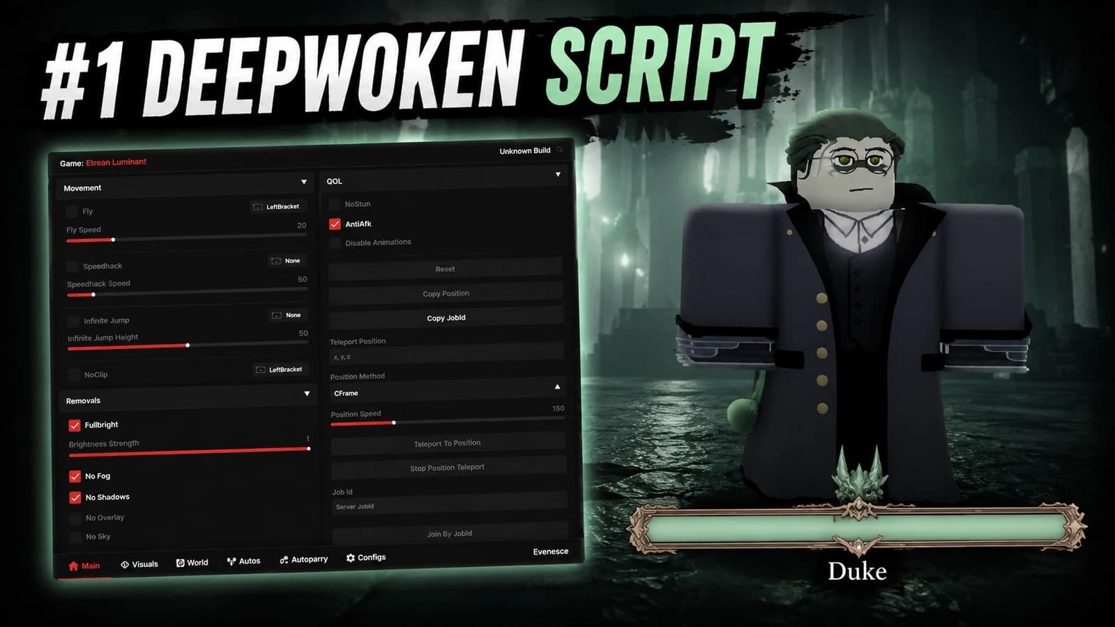 Deepwoken Script - Evenesce, Free, Autoparry and more.