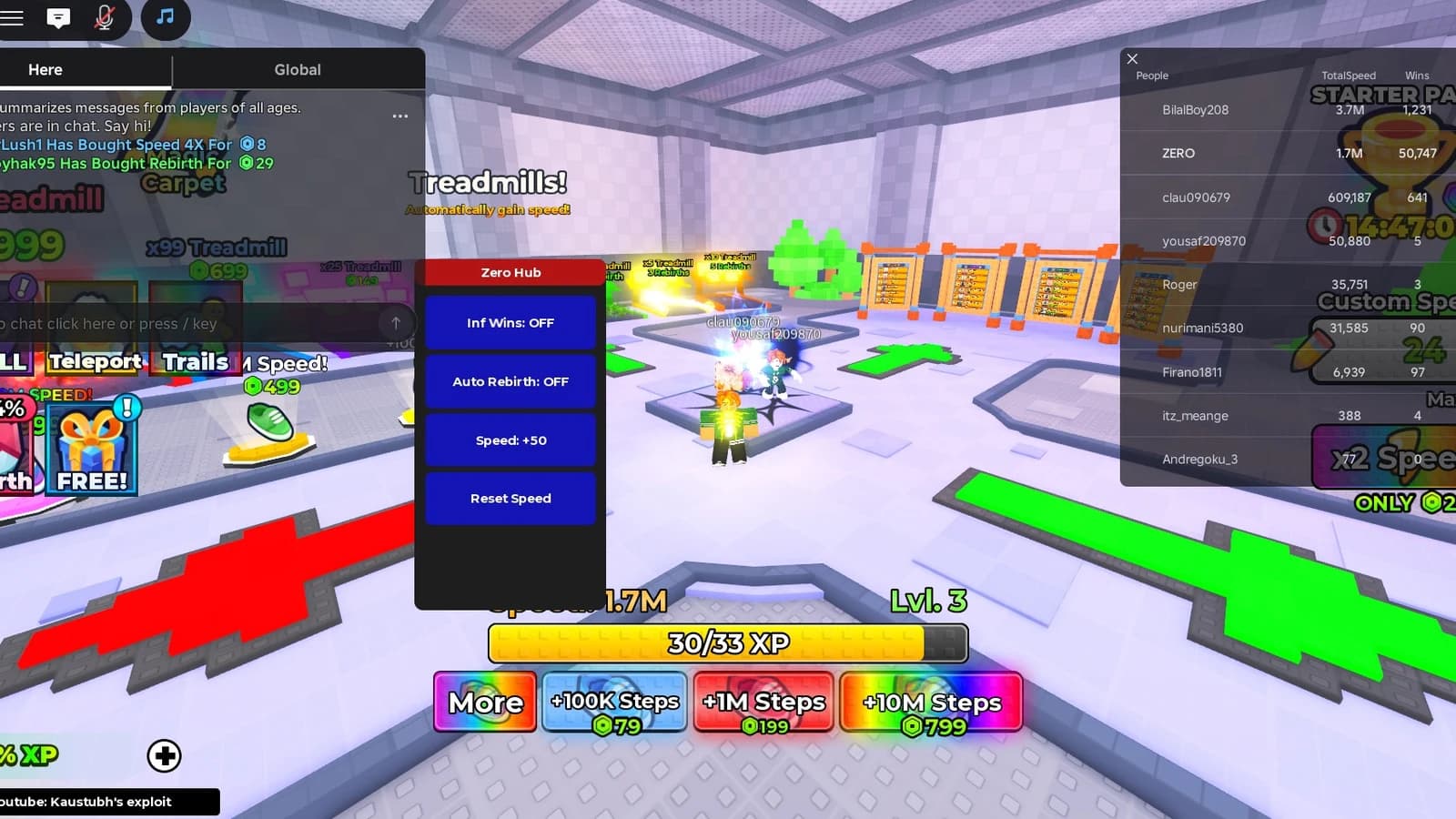Infinite wins, Auto rebirth, Walkspeed