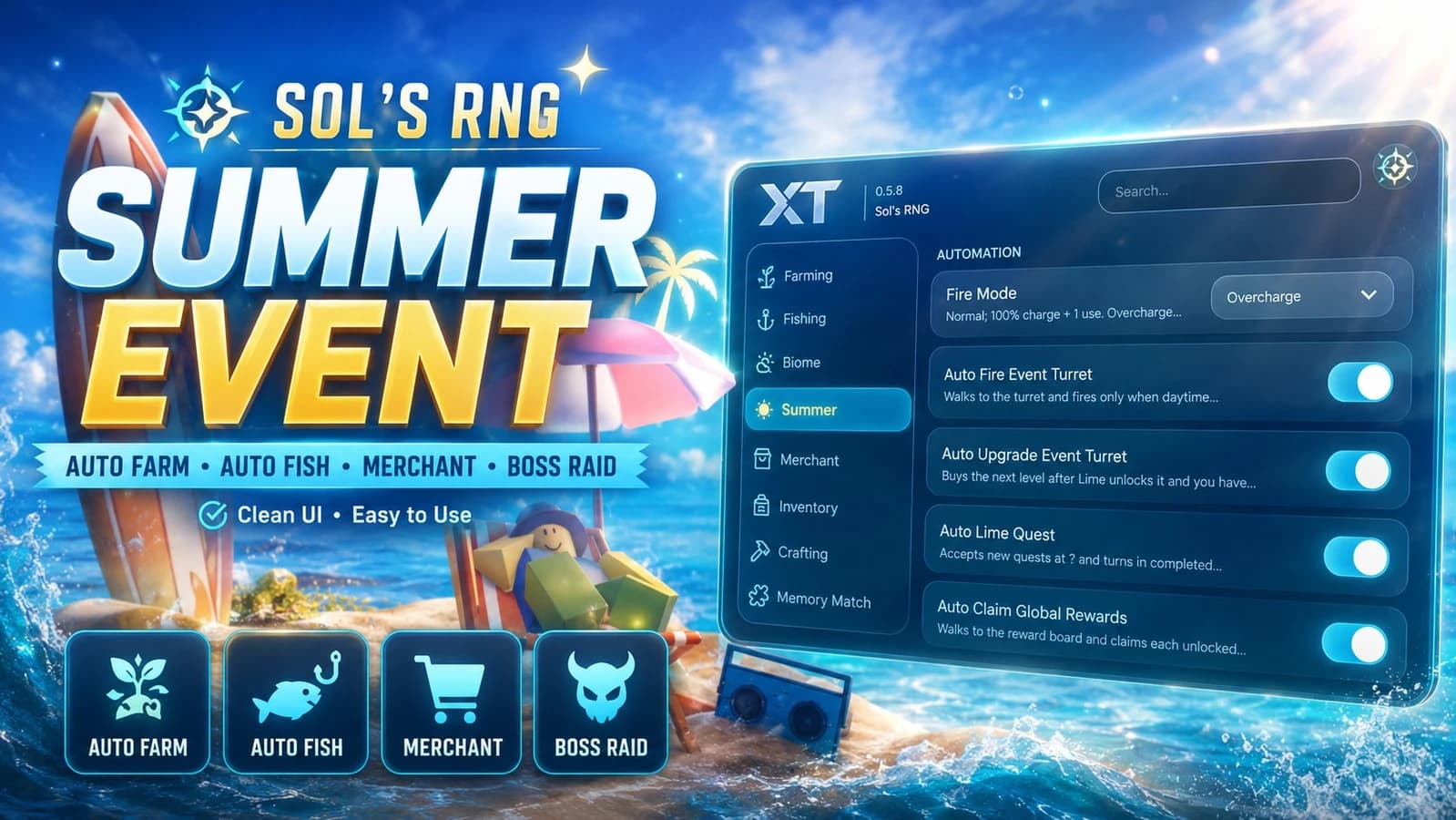  [ Summer Event🌅] Auto Farm,Boss Raid,Auto Fish