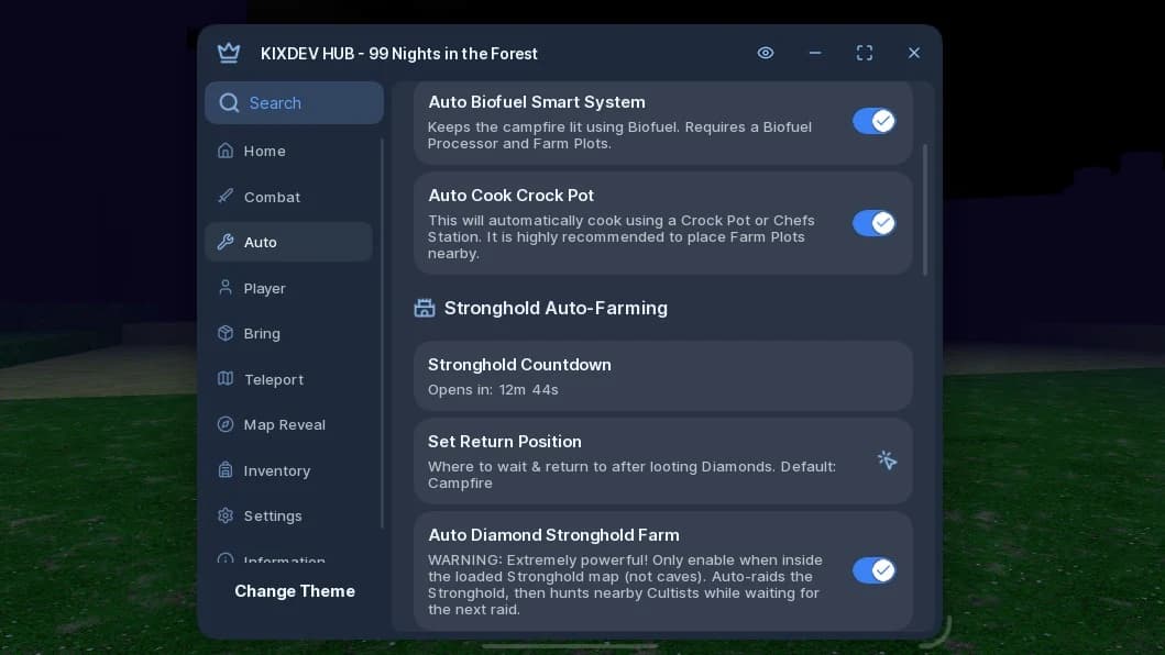 God Mode Auto Diamond Stronghold Farming Day Advanced KIXHUB