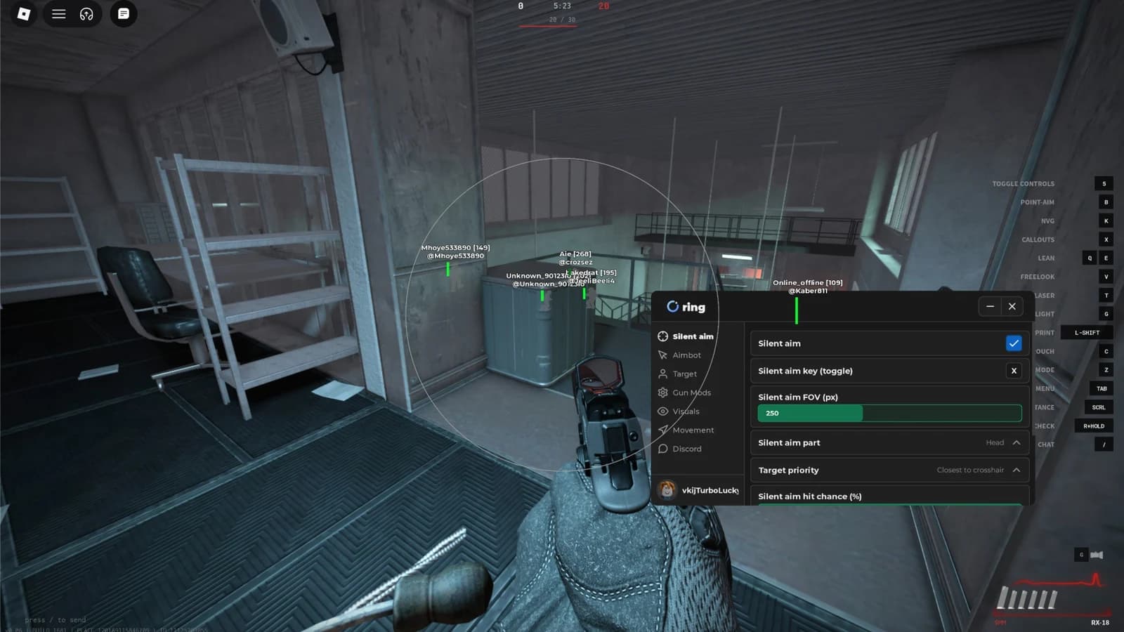 [ring] TTK Testing - KEYLESS, Killall, Fly, ESP, Silent Aim