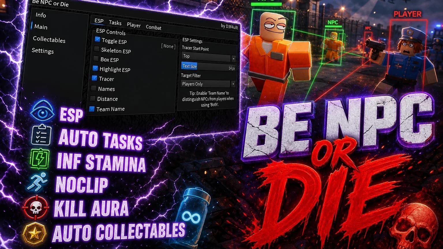 Kill Aura, Esp, Auto Tasks and more