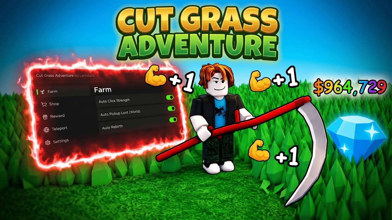 [OP] Cut Grass Adventure - Auto Farm, Auto Loot, Auto Sell