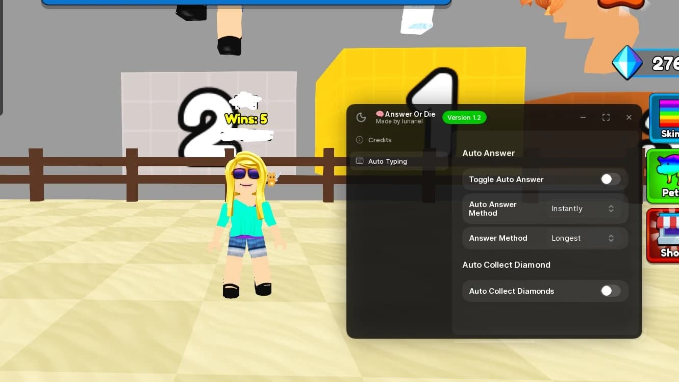 Auto Answer, Collect Diamonas ll Made by LunarielHub