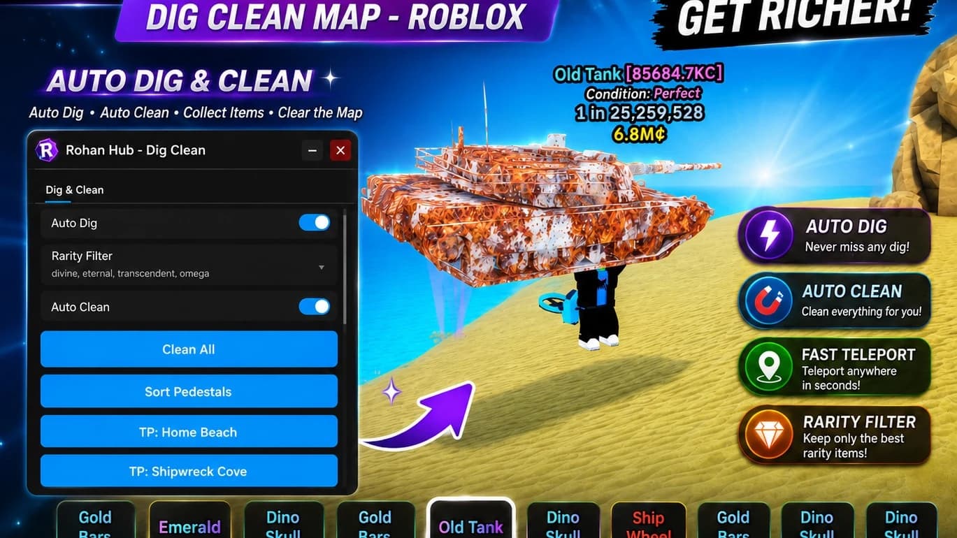 Rohan | [UPD] Dig & Cle - Auto dig, Auto Clean and More..