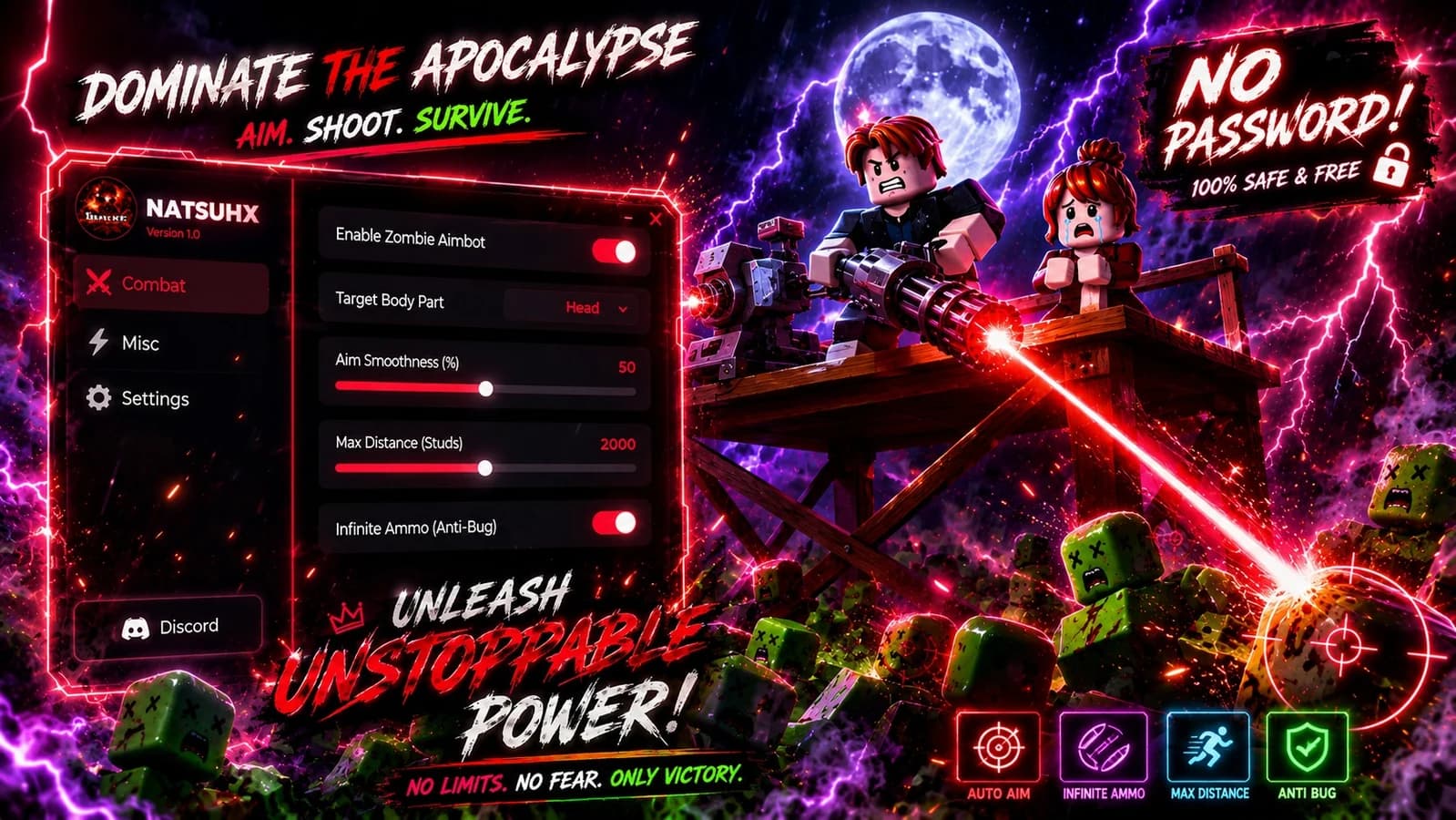 🧟‍♂️ NATSUHX V1.0 | Aimbot | Unlimited Ammo | Safe Zone