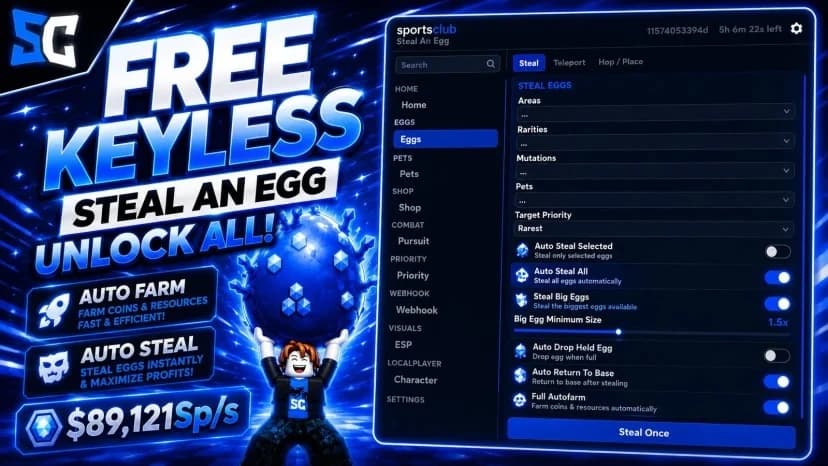 Steal an Egg Script | Auto Steal, Auto Snipe Egg, Autofarm
