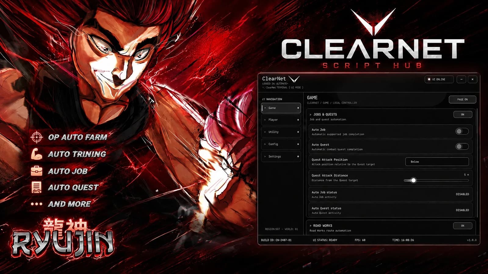 ClearNet | Auto Job, Auto Quest, Auto Train | Description
