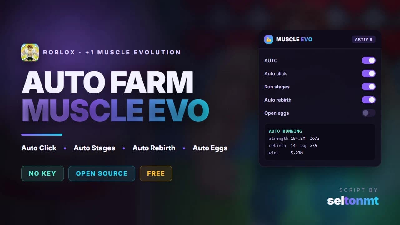 💪 Open Source Auto Farm | Wins, Rebirth, Stages & Eggs