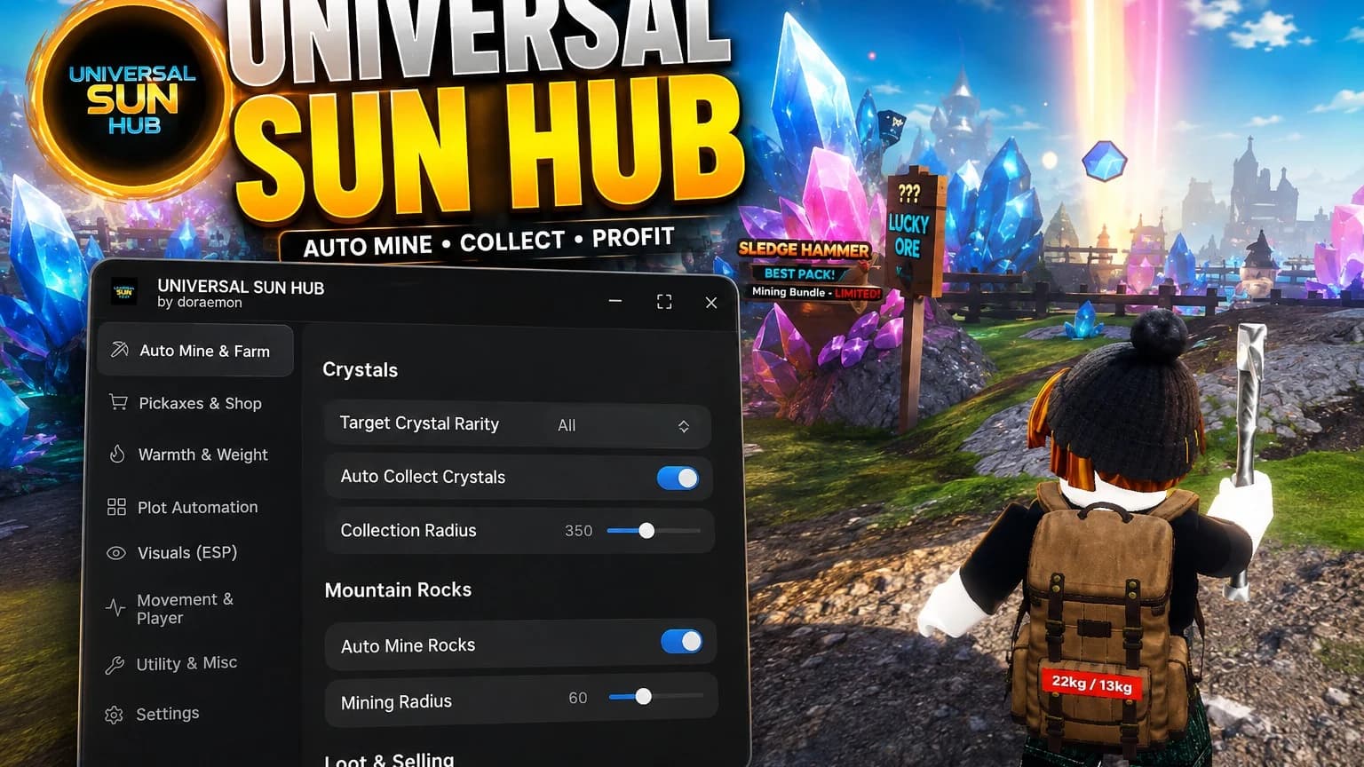 UNIVERSAL SUN HUB MINE A MOUNTAIN SCRIPT 