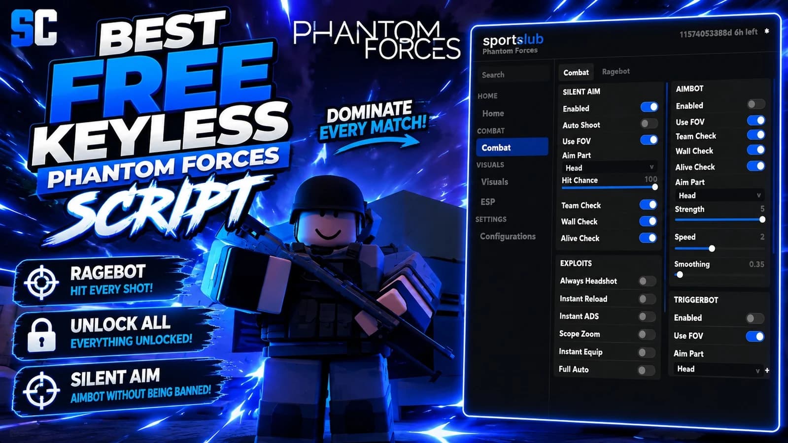 Free Phantom Forces Script  | Unlock All, Kill All