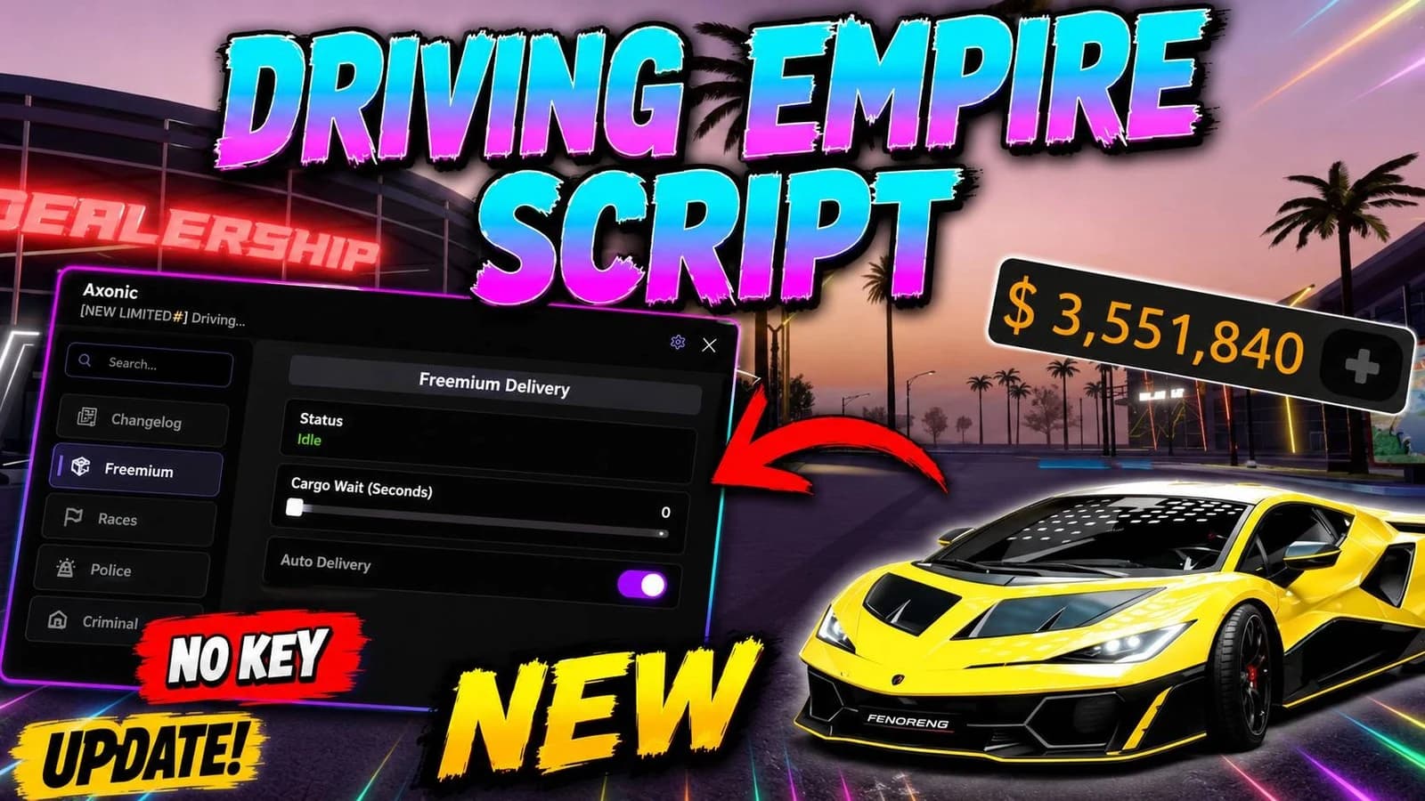 [NEW] Driving Empire Script | Auto Farm, Auto Race & More