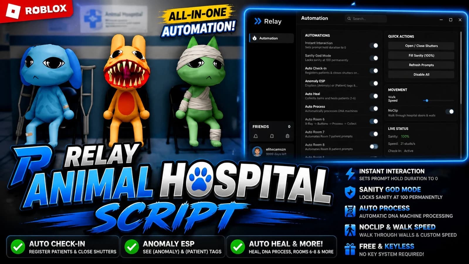 Relay | Auto Check-In + Anomaly ESP | Animal Hospital Script