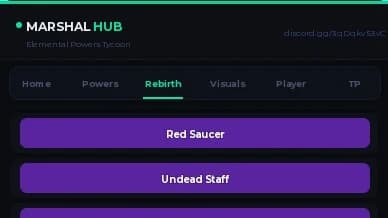 Marshal Hub Elemental powers tycoon Get All Items, unlock