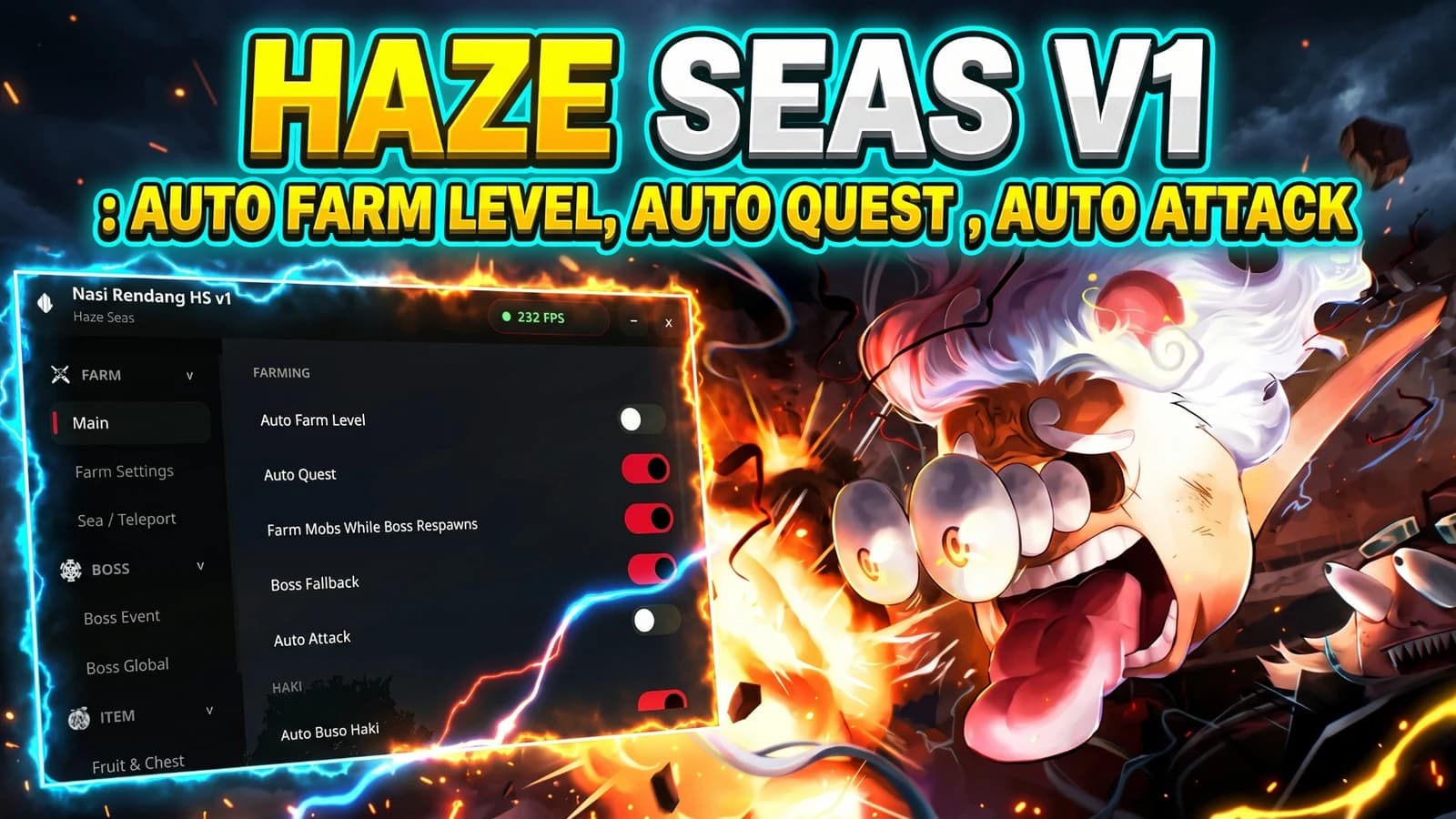 HAZE SEAS V1 : Auto Farm Level, Auto Quest , Auto Attack