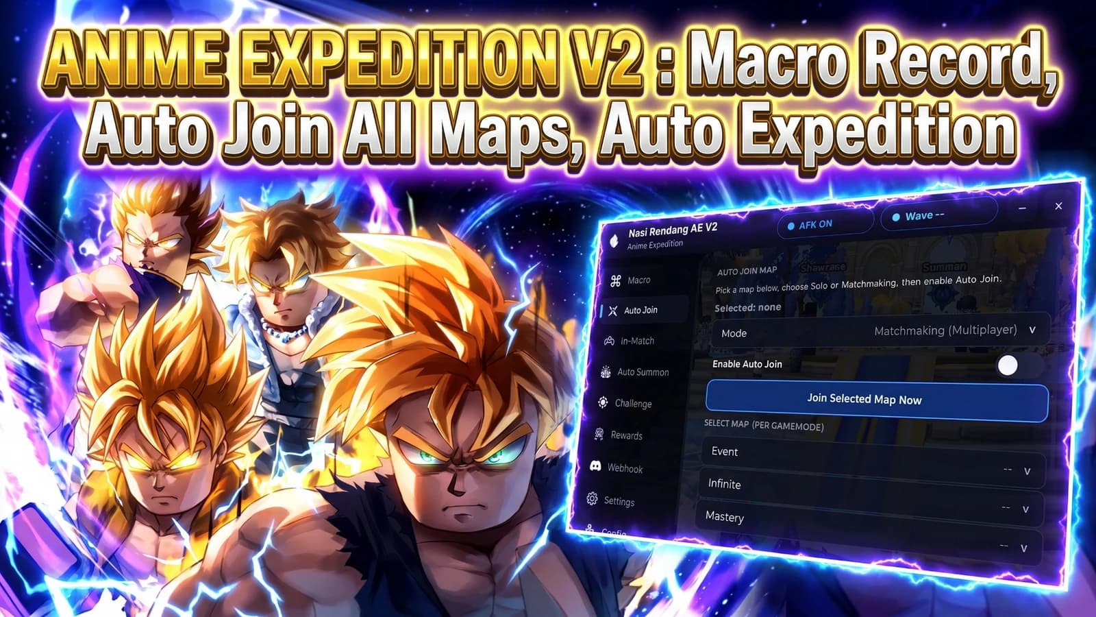 ANIME EXPEDITION MACRO, ANTI-AFK, Auto Match Script