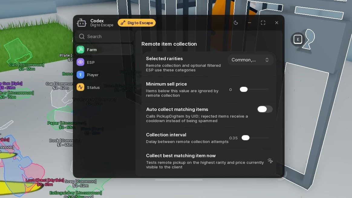 Dig to Escape — Loot Collection, ESP & Digging Automation