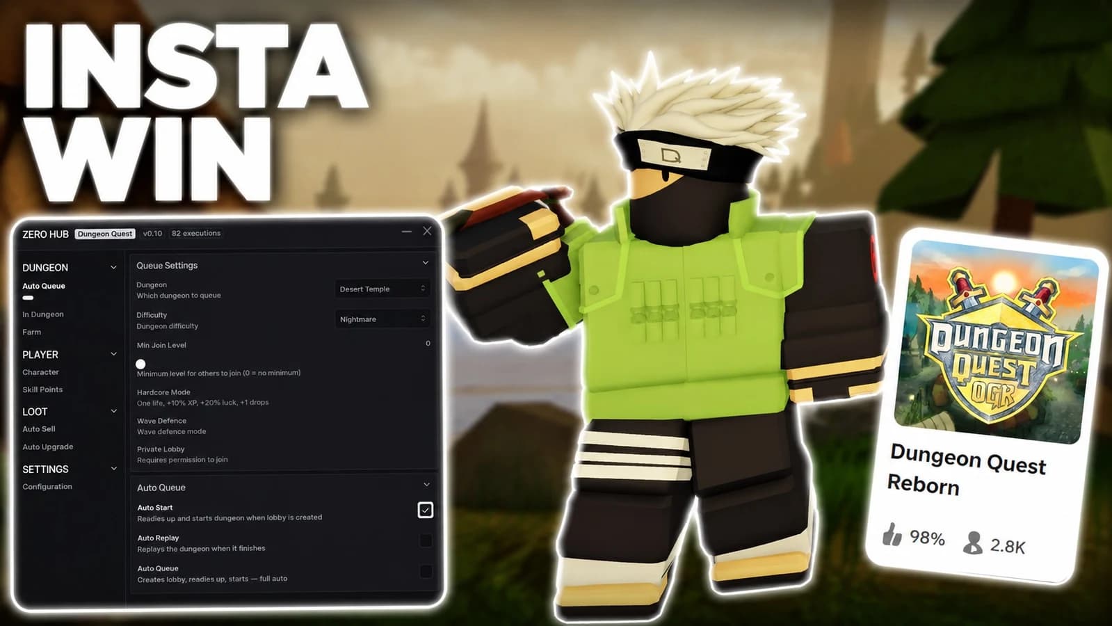  INSTA KILL DUNGEON QUEST REBORN SCRIPT - INSTA WIN OP
