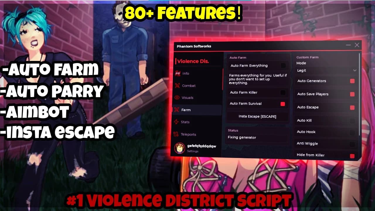 Auto Farm |  Auto Parry | Esp | Aimbot | Insta Escape (Beta)