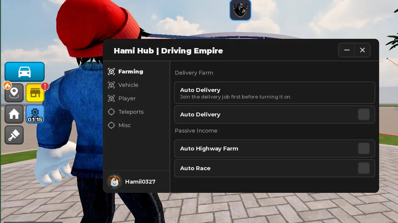 Auto Delivery, Speed Boost, Auto Flip, Teleport