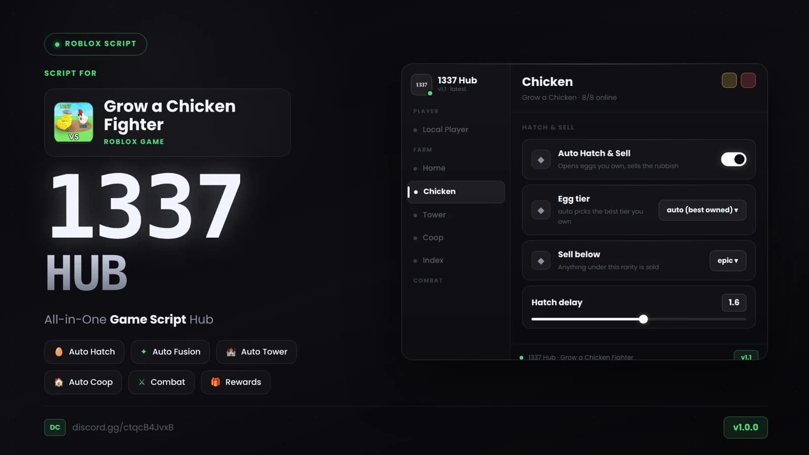 [KEYLESS/NO KEY] GROW A CHICKEN FIGHTER