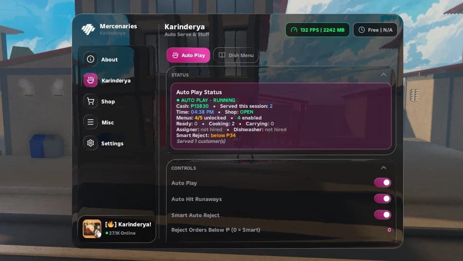 [MERC] Auto Serve Food, Auto Hit, Auto Buy Shops & More