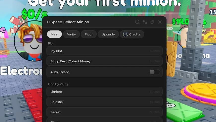 +1 Speed Collect Minion: Auto Escape, Auto Rebirth, Teleport