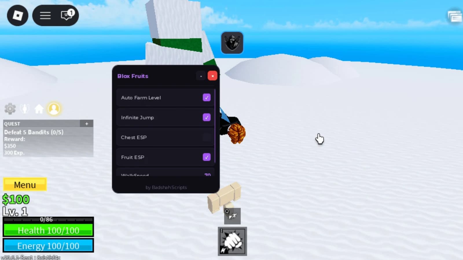 Fruit ESP, Auto Farm Level, Infinite Jump & More