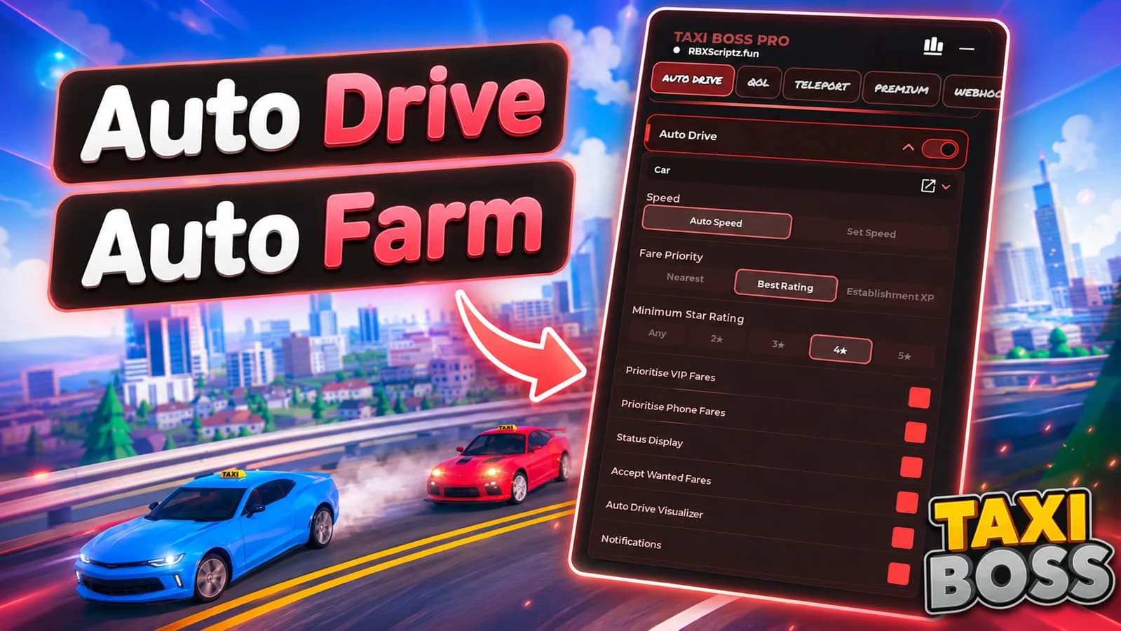 Auto Drive | Auto Farm | Auto Progression | Webhooks + More