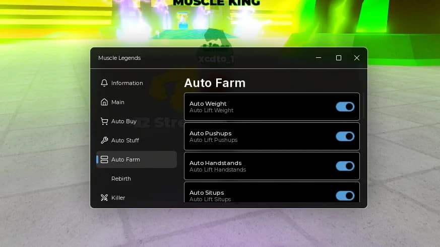 Cool script for Muscle Legends with Auto Farm, Kill Player, 