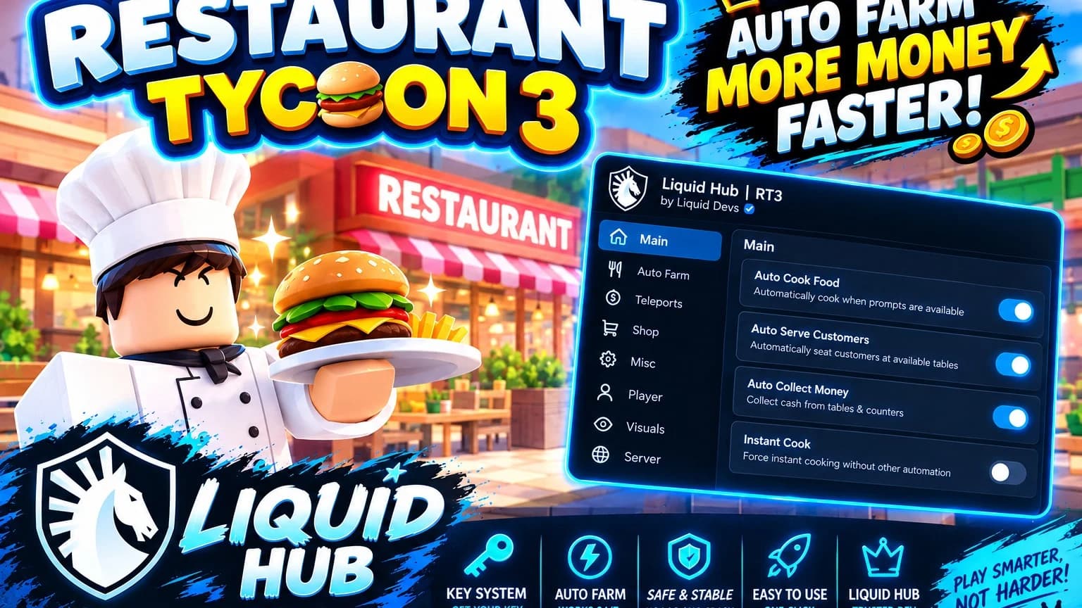 Liquid Hub | RT3 — Auto Farm, Upgrades, Teleport, Shop, Buy