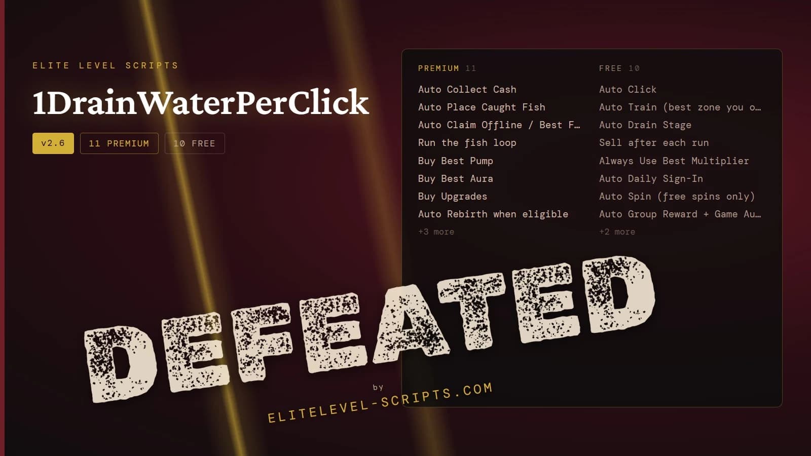 Elite Level Scripts +1 Drain Water Per Click