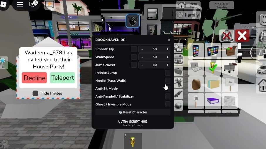 Ghost Invisible Mode, Noclip, Walk Through Walls, Fling Stab