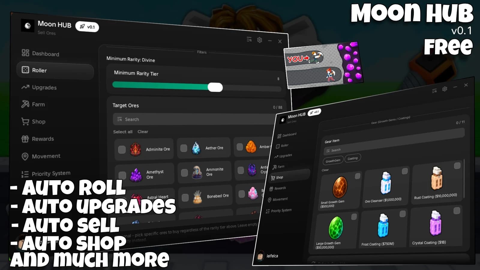 Moon Hub - Auto Roll, lucky block, gear and much more!!!