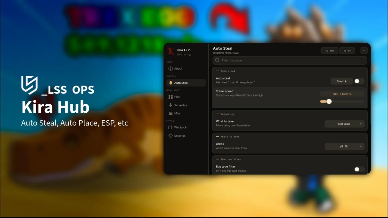[OPENSOURCE] Kira Hub | Auto Steal, Auto Place, ESP, etc